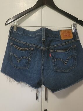 Levi's 501 Dark Blue Denim Cutoff Shorts with Frayed Hem